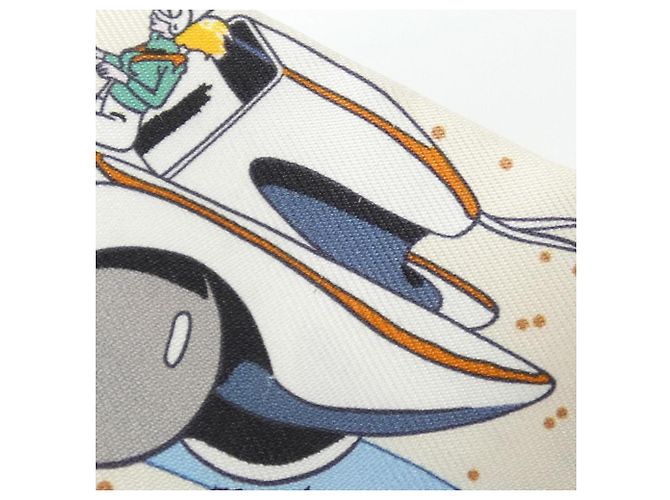 Hermès Hermes Space Derby Twilly Schal Weiß Blau Mehrfarben Roh - Ansicht 4