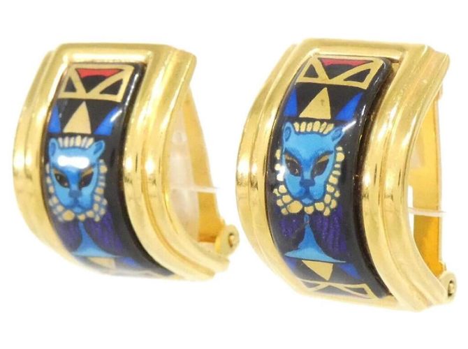 Hermès Hermes Blue and Gold Clip-On Ohrringe Blau Golden - Ansicht 2