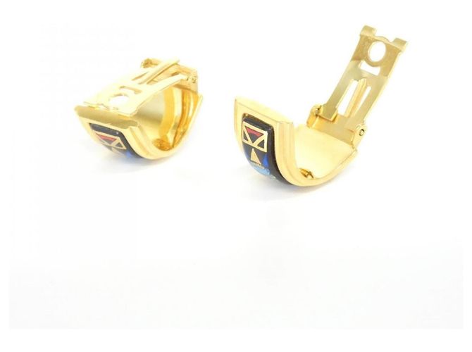 Hermès Hermes Blue and Gold Clip-On Ohrringe Blau Golden - Ansicht 3