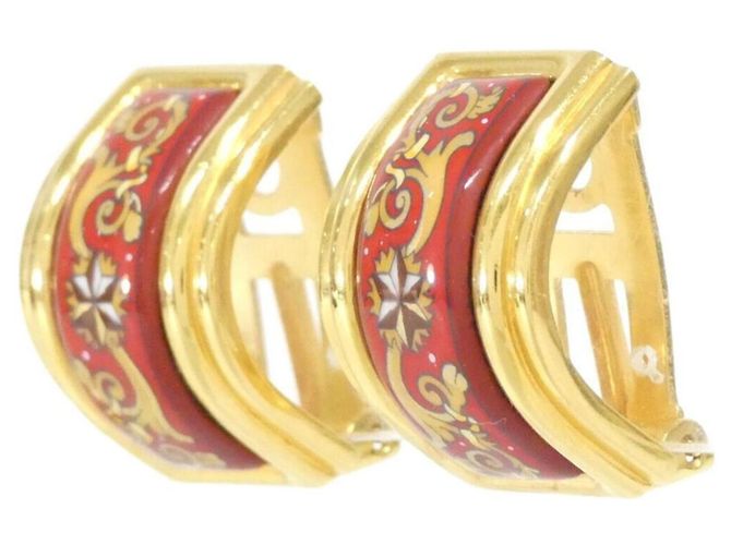 Hermès Brincos de pressão Hermes em ouro e vermelho Dourado - vista 2
