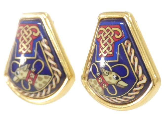 Hermès Hermes Blue and Gold Clip-On Ohrringe Blau Golden - Ansicht 2