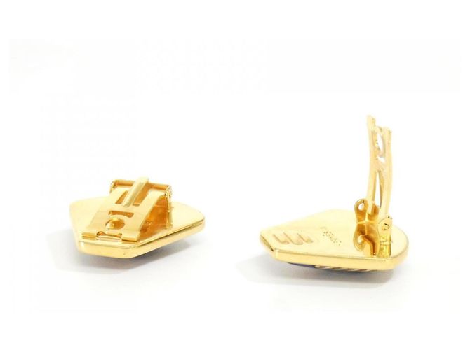 Hermès Hermes Blue and Gold Clip-On Ohrringe Blau Golden - Ansicht 4