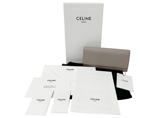 Céline Celine langes Portemonnaie aus gräulichem Leder Grau - Ansicht 5