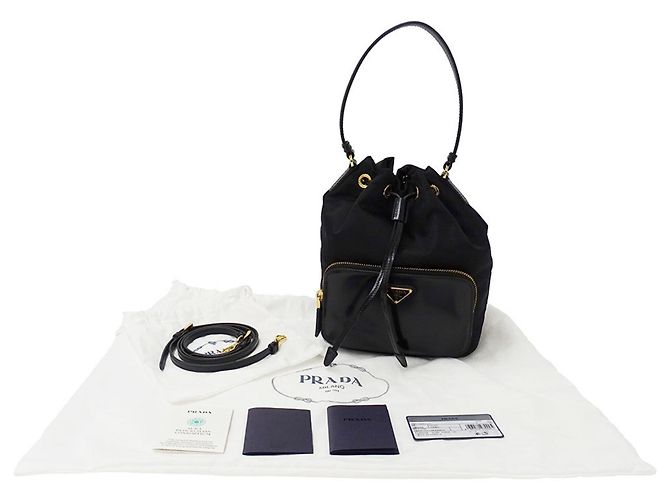 Borsa secchiello Prada Duet Re-Nylon Nero - vista 6