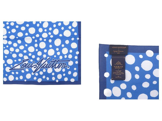 Lenço de Seda Louis Vuitton x Yayoi Kusama Infinity Dot Branco Azul Azul marinho - vista 3