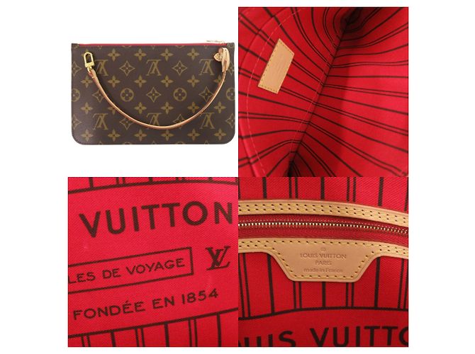 Sac cabas Louis Vuitton Neverfull MM Monogram en Cerise Fuschia - vue 9