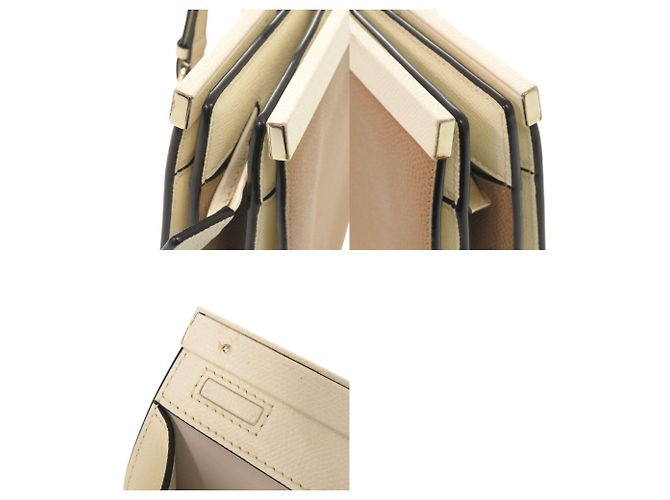 Valextra Bicolor Leder Tote Bag Beige Roh - Ansicht 10