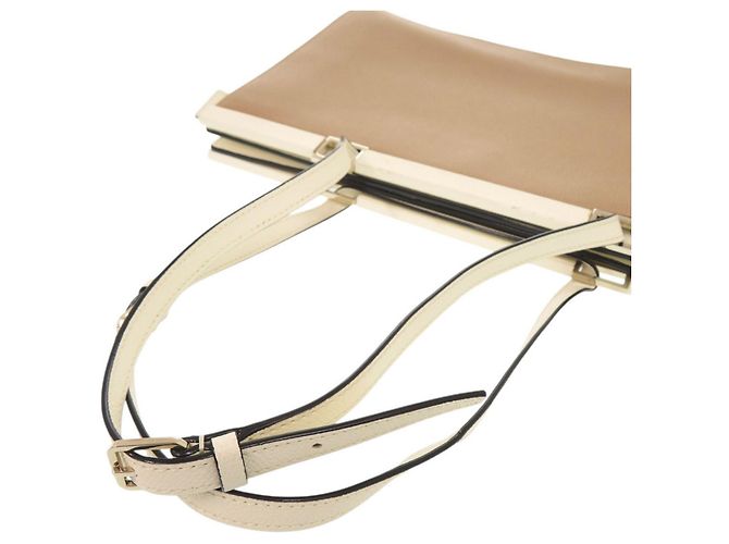 Valextra Bicolor Leder Tote Bag Beige Roh - Ansicht 6