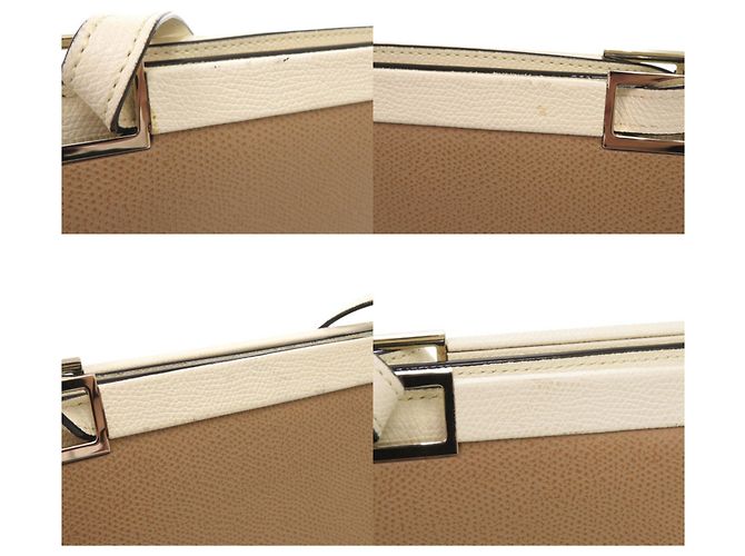 Valextra Bicolor Leder Tote Bag Beige Roh - Ansicht 9