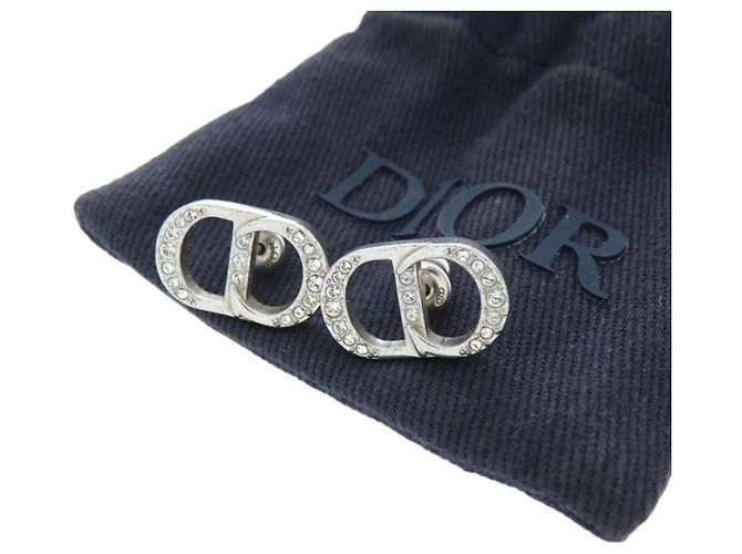 Pendientes Christian Dior CD Logo con strass Plata - vista 2