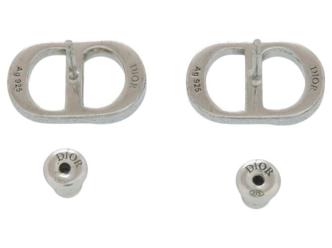 Pendientes Christian Dior CD Logo con strass Plata - vista 3