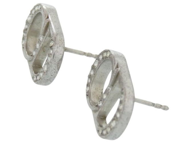 Pendientes Christian Dior CD Logo con strass Plata - vista 4