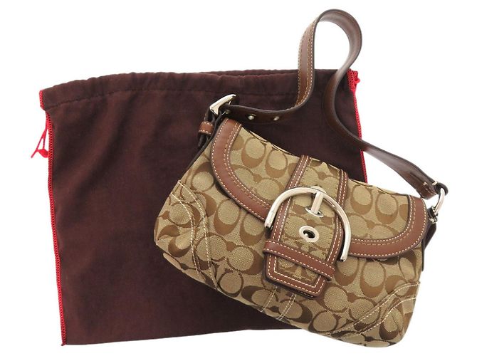 Bolsa Coach Signature One-Shoulder Bag Marrom Bege - vista 2
