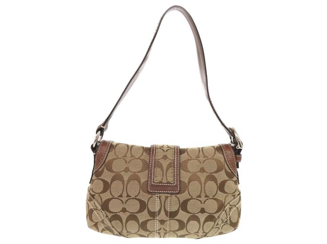 Bolsa Coach Signature One-Shoulder Bag Marrom Bege - vista 3