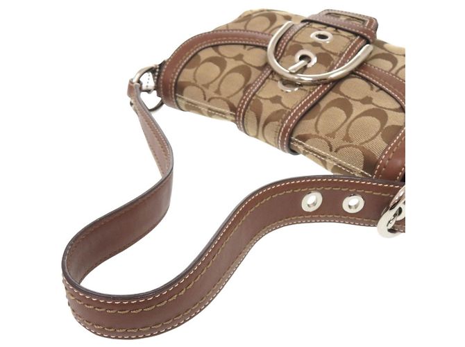 Bolsa Coach Signature One-Shoulder Bag Marrom Bege - vista 6
