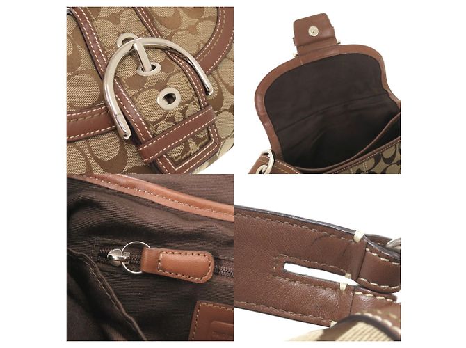 Bolsa Coach Signature One-Shoulder Bag Marrom Bege - vista 9