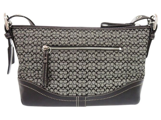 Bolsa de Ombro Mini Signature Coach Marrom Preto - vista 2