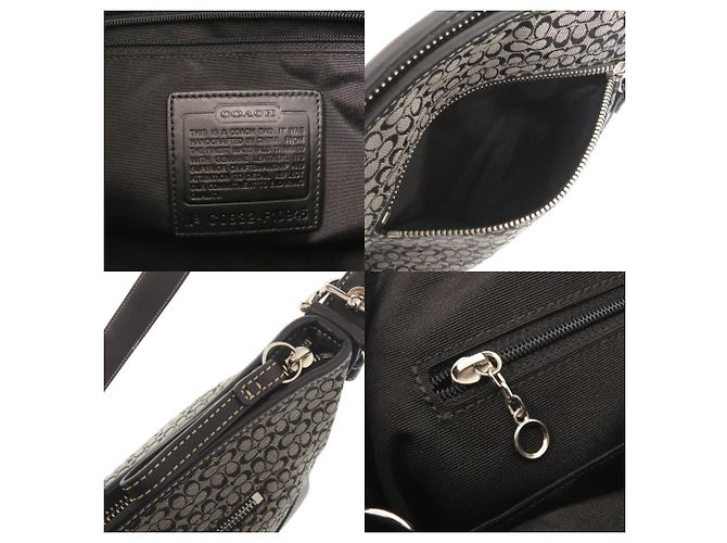 Bolsa de Ombro Mini Signature Coach Marrom Preto - vista 8