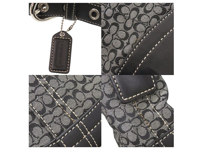 Bolsa de Ombro Mini Signature Coach Marrom Preto - vista 9