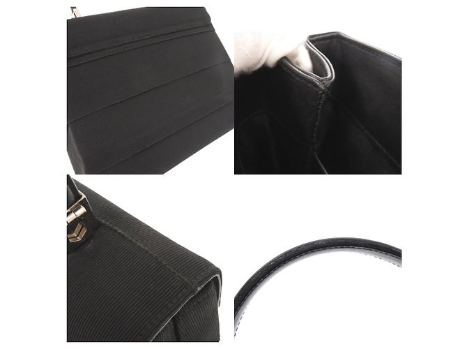 Borsa Salvatore Ferragamo Gancini in tela e pelle Nero - vista 10