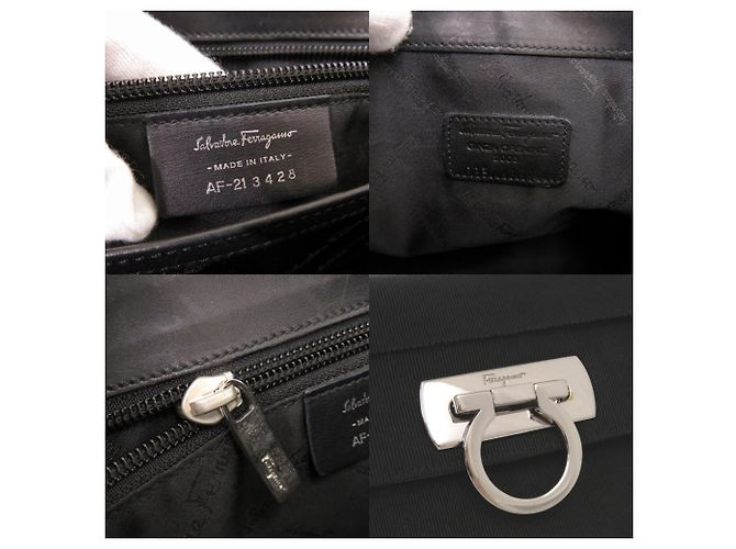 Borsa Salvatore Ferragamo Gancini in tela e pelle Nero - vista 7