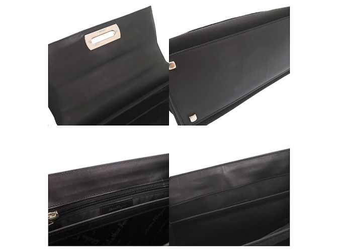 Borsa Salvatore Ferragamo Gancini in tela e pelle Nero - vista 8