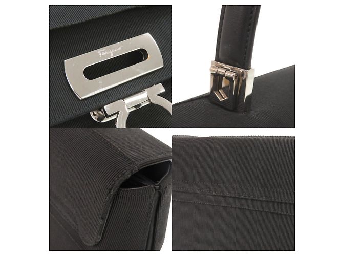 Borsa Salvatore Ferragamo Gancini in tela e pelle Nero - vista 9