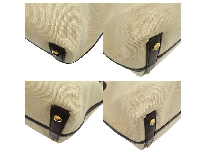 Burberry Soft Canvas Logo Horseferry Tote Bag Schwarz Beige - Ansicht 4