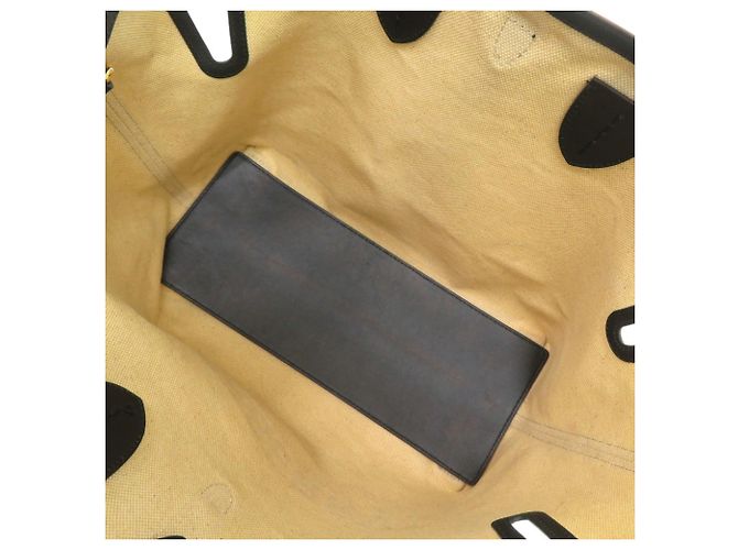 Burberry Soft Canvas Logo Horseferry Tote Bag Schwarz Beige - Ansicht 6