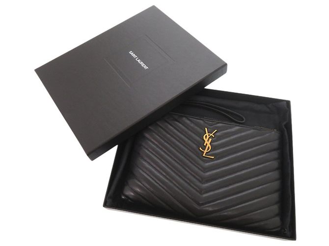 Borsa a pochette in pelle nera Yves Saint Laurent Nero - vista 2
