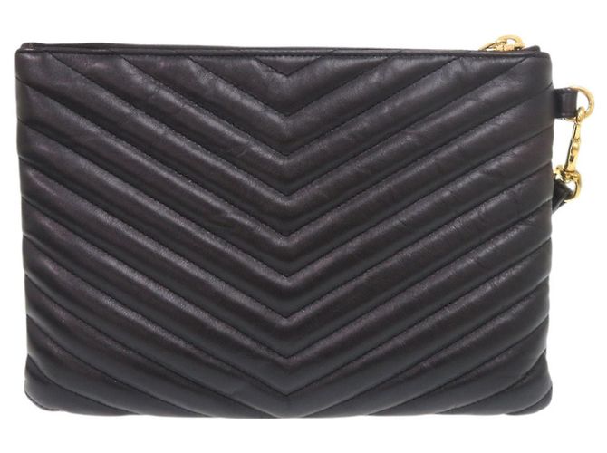 Borsa a pochette in pelle nera Yves Saint Laurent Nero - vista 3
