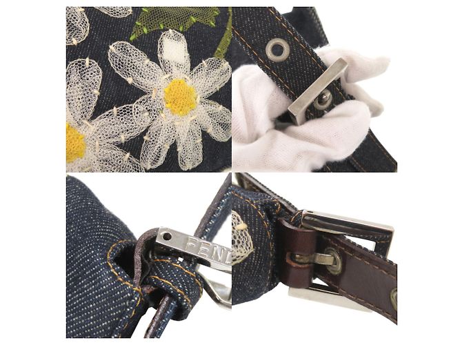 Fendi Flower Mamma Bucket Schultertasche Marineblau - Ansicht 10