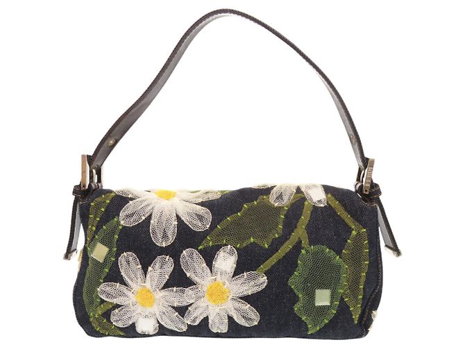 Fendi Flower Mamma Bucket Schultertasche Marineblau - Ansicht 2