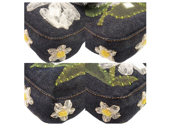 Fendi Flower Mamma Bucket Schultertasche Marineblau - Ansicht 4