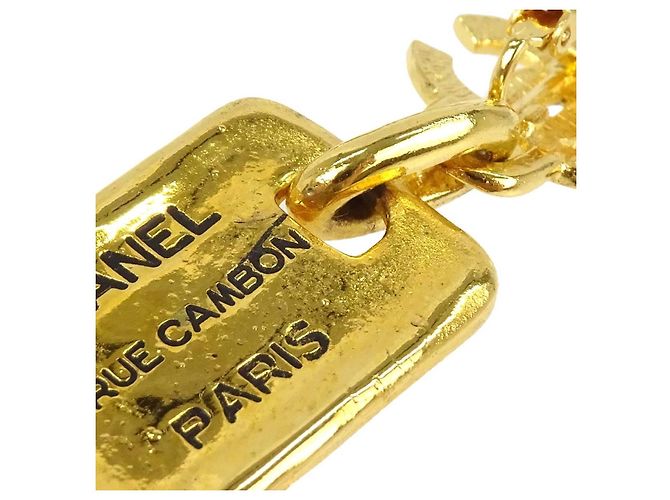 Pendente Chanel CC Plate Logo in metallo con cristalli D'oro - vista 4