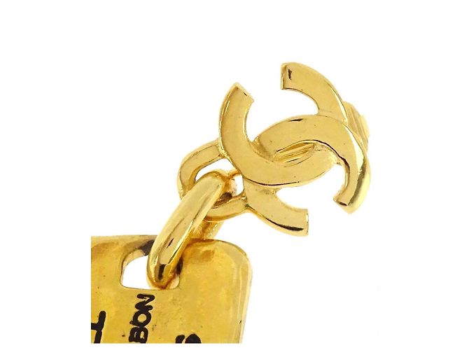 Pendente Chanel CC Plate Logo in metallo con cristalli D'oro - vista 5