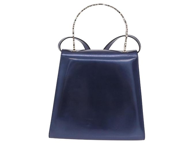 Salvatore Ferragamo Gancini Envelope Top Handle Leather Medium Marineblau - Ansicht 2