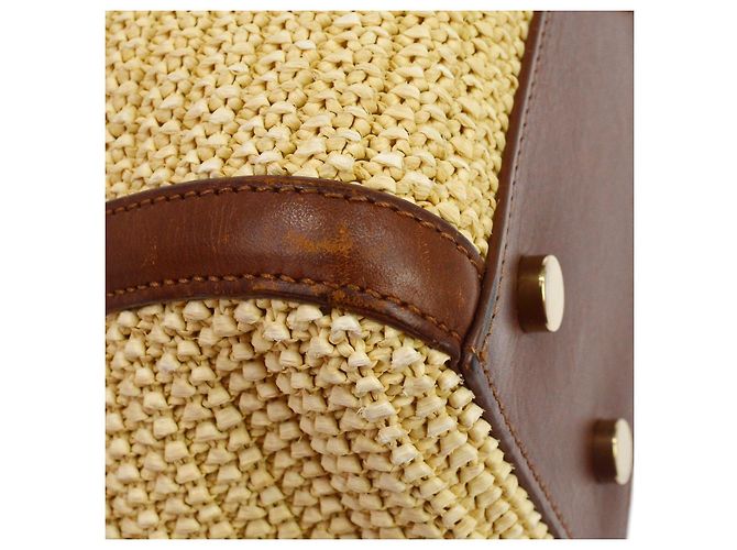 Autre Marque Saint Laurent Monogram Cabas Downtown Straw Baby Beige - vista 6