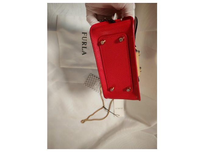 Furla Metropolis Mini Borsa Pelle Rossa e Broccato Nero Rosso - vista 10
