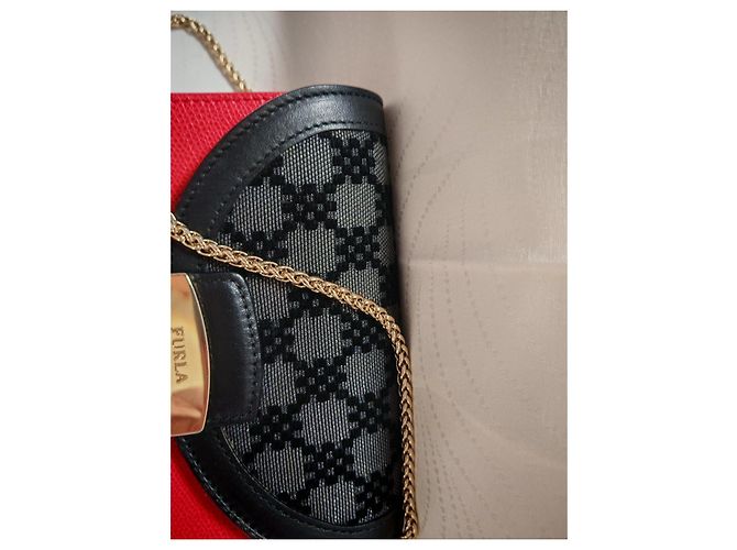 Furla Metropolis Mini Borsa Pelle Rossa e Broccato Nero Rosso - vista 13