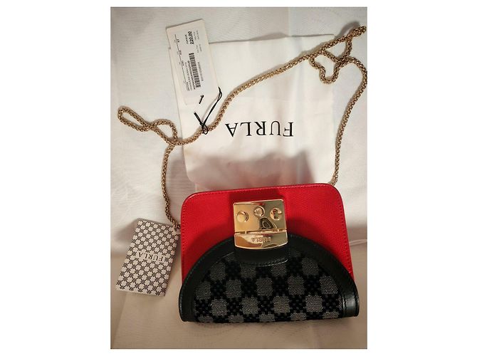 Furla Metropolis Mini Borsa Pelle Rossa e Broccato Nero Rosso - vista 4