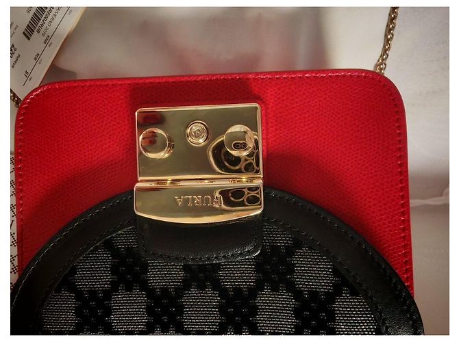 Furla Metropolis Mini Borsa Pelle Rossa e Broccato Nero Rosso - vista 5
