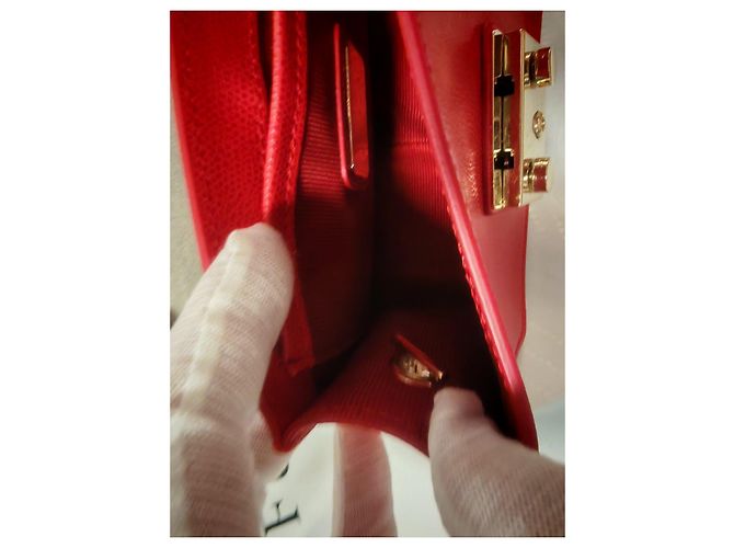 Furla Metropolis Mini Borsa Pelle Rossa e Broccato Nero Rosso - vista 8