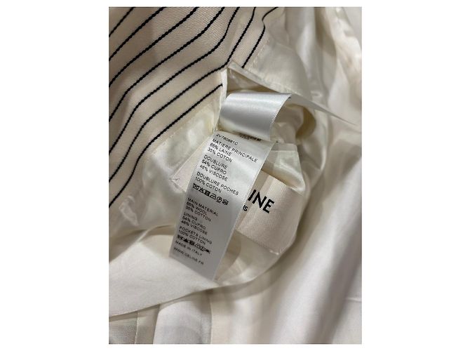 Céline Celine Pinstripe Wool Blend Blazer Black Beige - view 7