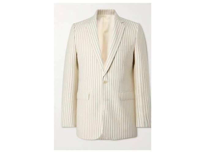 Céline Celine Pinstripe Wool Blend Blazer Black Beige - view 8