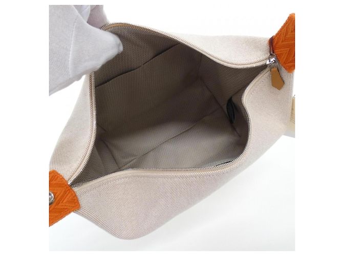 Hermès Hermes Bride à Black GM Handbag Pouch Beige Orange - view 7