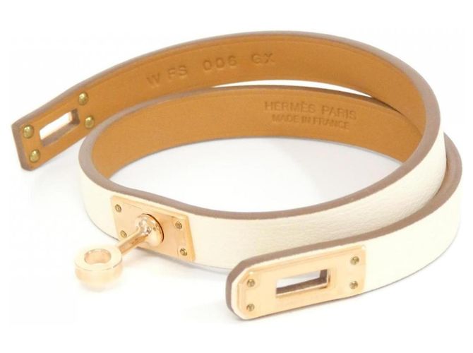 Hermès Pulsera de dijes Hermes Mini Kelly Double Tour Blanco - vista 5