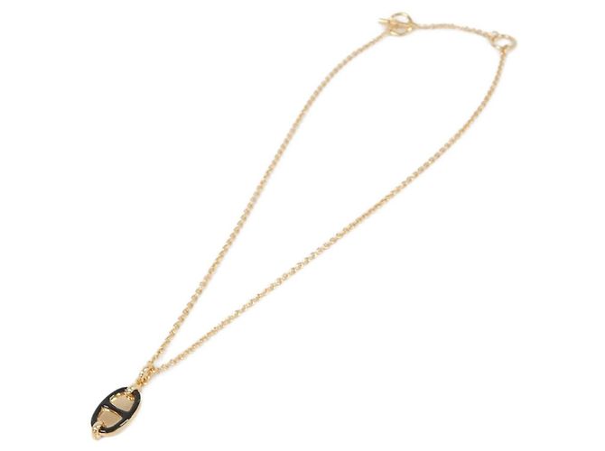 Hermès Colar Hermes Mini Maillon PM 100053FO Preto Dourado - vista 2