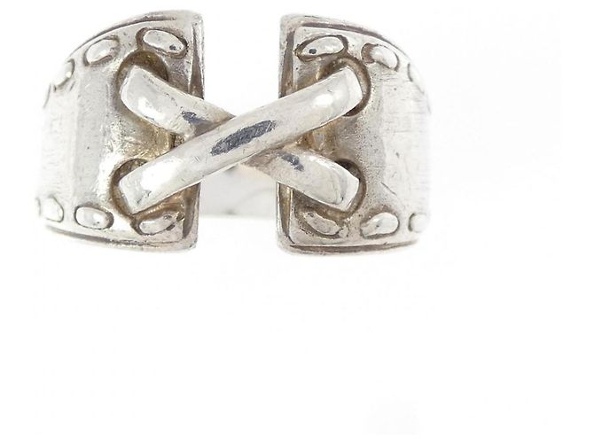Hermès Hermes Mexico Silver Band Ring Silvery - view 2