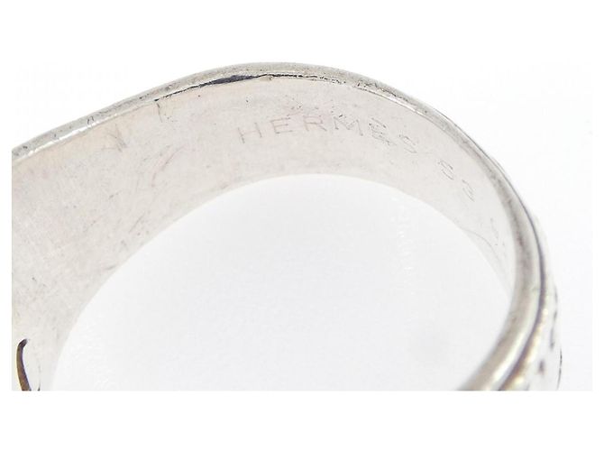 Hermès Hermes Mexico Silver Band Ring Silvery - view 4